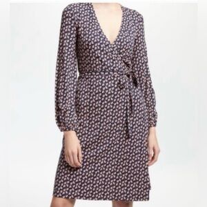 Boden Elodie Blue/Pink Floral Wrap Dress size 6R